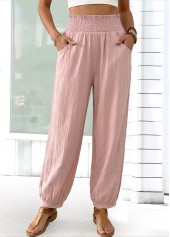 Pink Jogger Elastic Waist High Waisted Pants | thumb picture 