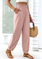 Pink Jogger Elastic Waist High Waisted Pants | thumb picture 