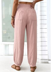 Pink Jogger Elastic Waist High Waisted Pants | thumb picture 