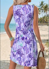Light Purple Tummy Coverage Marine Life Print Short Dress | thumb picture 