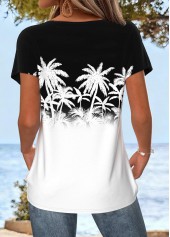 White Tummy Coverage Tropical Plants Print T Shirt | thumb picture 