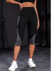 Black Skinny Elastic Waist High Waisted Sports Bottom | thumb picture 