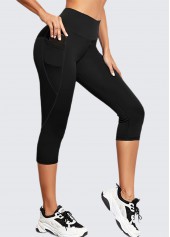 Black Stretch Skinny Elastic Waist High Waisted Sports Bottom