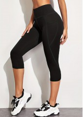 Black Stretch Skinny Elastic Waist High Waisted Sports Bottom | thumb picture 