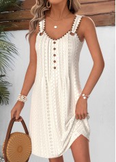 Beige Short Tummy Coverage Sleeveless V Neck Dress | thumb picture 