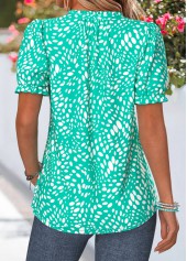 Cyan Geometric Print Frill Short Sleeve T Shirt | thumb picture 