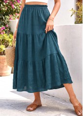 Blackish Green A Line Elastic Waist Skirt