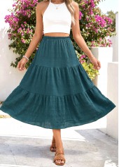 Blackish Green A Line Elastic Waist Skirt | thumb picture 