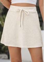 Beige Elastic Waist High Waisted Shorts | thumb picture 