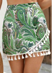 Green Plants Print Zipper Fly High Waisted Shorts | thumb picture 