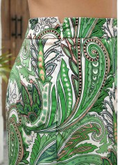 Green Plants Print Zipper Fly High Waisted Shorts | thumb picture 