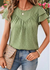 Sage Green Polka Dot Layered Short Sleeve T Shirt | thumb picture 