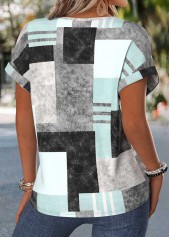 Mint Green Geometric Print Tummy Coverage T Shirt | thumb picture 