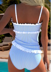 Blue High Waisted Tie Striped Tankini Set | thumb picture 