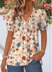 Multi Color Floral Print Frill Short Sleeve T Shirt | thumb picture 
