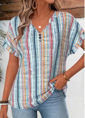 Multi Color Geometric Print Tummy Coverage T Shirt | thumb picture 