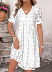 White Short Tummy Coverage V Neck Dress