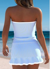 Light Blue Mid Waisted Bowknot Striped Tankini Set | thumb picture 