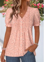 Plus Size Dusty Pink Frill Floral Print T Shirt | thumb picture 