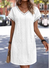 White Short Tummy Coverage V Neck Dress | thumb picture 