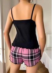 Pink Plaid Sleeveless Scoop Neck Lounge Top and Shorts | thumb picture 
