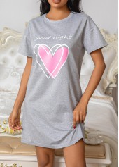 Grey Short Sleeve Round Neck Nightdress