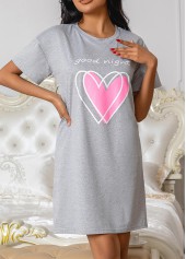 Grey Short Sleeve Round Neck Nightdress | thumb picture 