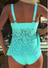 Cyan Mid Waisted Tummy Coverage Tankini Set | thumb picture 