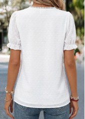 White Tuck Stitch Short Sleeve V Neck T Shirt | thumb picture 