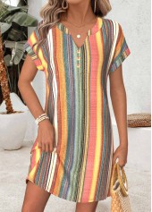 Multi Color Short Tummy Coverage Split Neck Dress