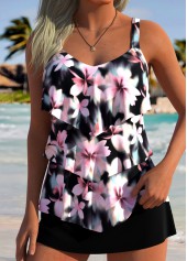 Pink Mid Waisted Tummy Coverage Floral Print Tankini Set