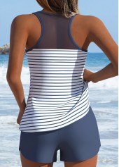 Dusty Blue Mid Waisted Two-piece Striped Tankini Set | thumb picture 