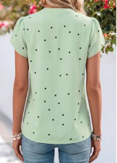 Sage Green Polka Dot Tummy Coverage Short Sleeve Blouse | thumb picture 