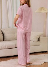 Pink Striped Short Sleeve Lounge Top and Pants | thumb picture 