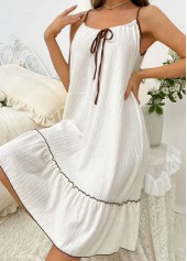 Beige Tie Strappy Scoop Neck Nightdress