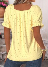 Yellow Polka Dot Curved Hem Short Sleeve T Shirt | thumb picture 