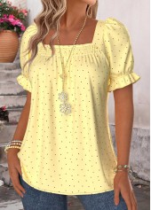 Yellow Polka Dot Curved Hem Short Sleeve T Shirt | thumb picture 