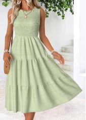 Light Green Tummy Coverage Sleeveless Round Neck Dress