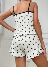 White Heart Print Sleeveless Lounge Top and Shorts | thumb picture 