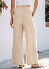 Beige Straight Leg Elastic Waist High Waisted Pants | thumb picture 