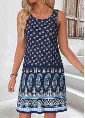 Navy Tribal Print Short Two-piece Dress and Cardigan | thumb picture 