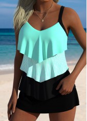 Mint Green Mid Waisted Tummy Coverage Tankini Set