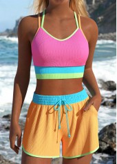 Multi Color Mid Waisted Layered Bikini Set