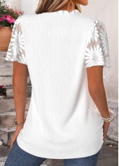 White Patchwork Short Sleeve V Neck T Shirt | thumb picture 
