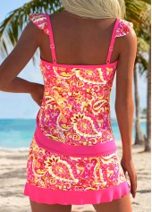 Mint Green Mid Waisted Floral Print Tankini Set | thumb picture 