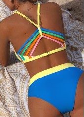 Blue Mid Waisted Two-piece Striped Bikini Set | thumb picture 