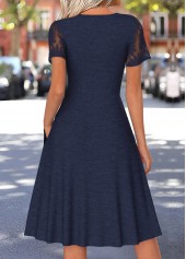 Navy Tummy Coverage Short Sleeve V Neck Dress | thumb picture 