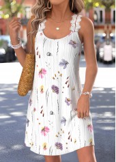 White Floral Print Short Tummy Coverage Sleeveless Dress | thumb picture 