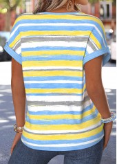 Multi Color Tummy Coverage Short Sleeve Split Neck Blouse | thumb picture 