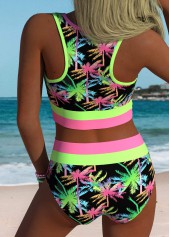 Black Mid Waisted Plants Print Bikini Set | thumb picture 